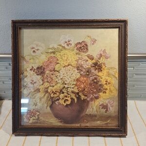 M.V. BIBRA Panseys Vtg Antique Floral  Signed